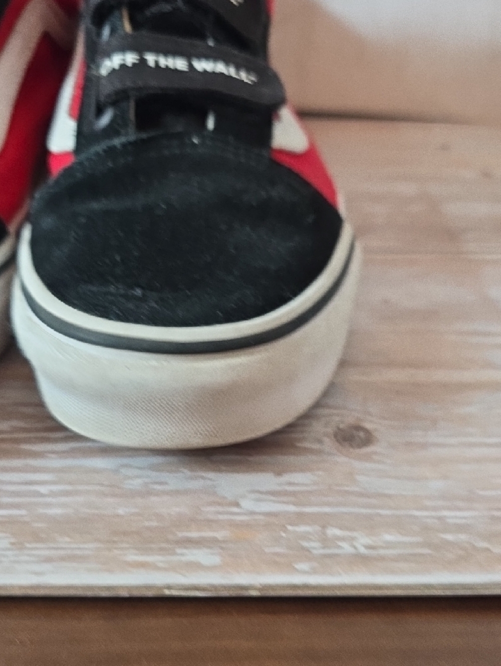 Vans Kids 6.5 Old Skool Velcro Sneakers - Red, Black & White - Picture 7 of 11